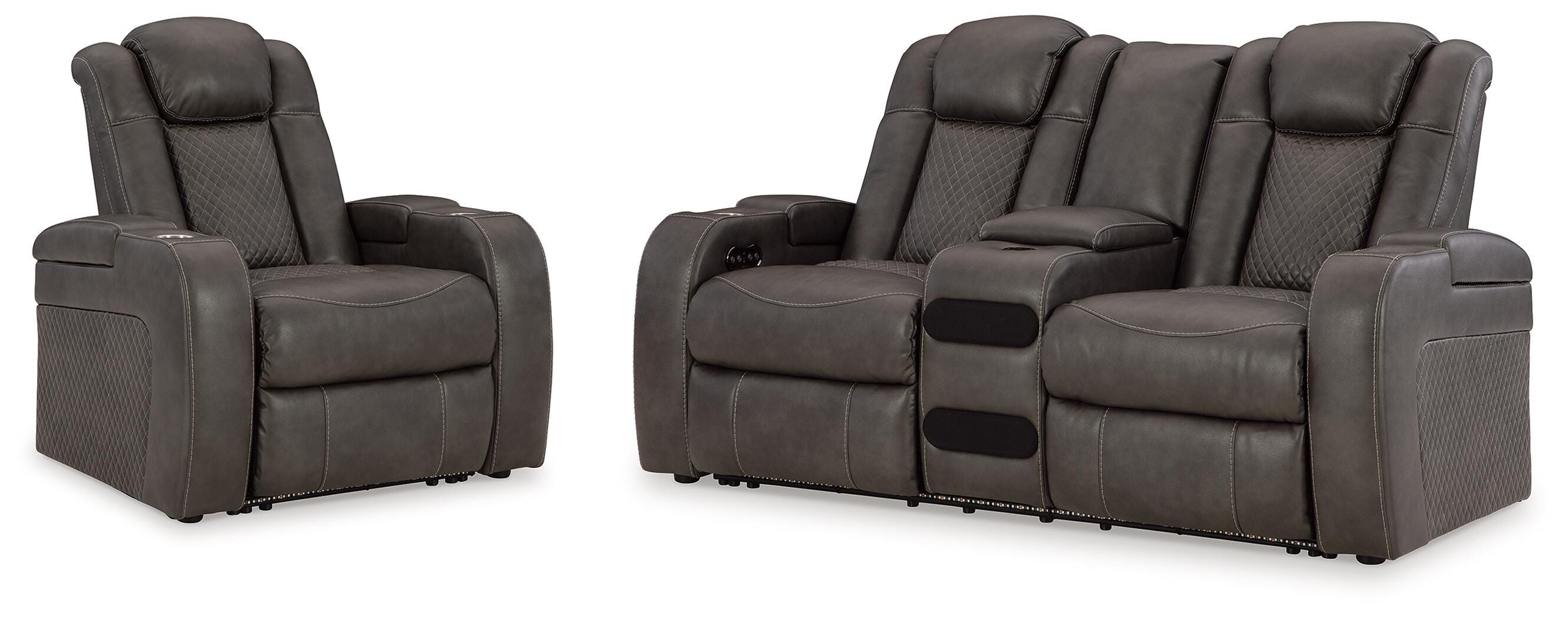 Best Deals Furniture - Ashley Furniture - Fyne-Dyme Power Reclining Loveseat and Recliner - Power Reclining Loveseat and Recliner - 36602U4