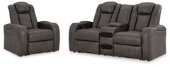 Best Deals Furniture - Ashley Furniture - Fyne-Dyme Power Reclining Loveseat and Recliner - Power Reclining Loveseat and Recliner - 36602U4