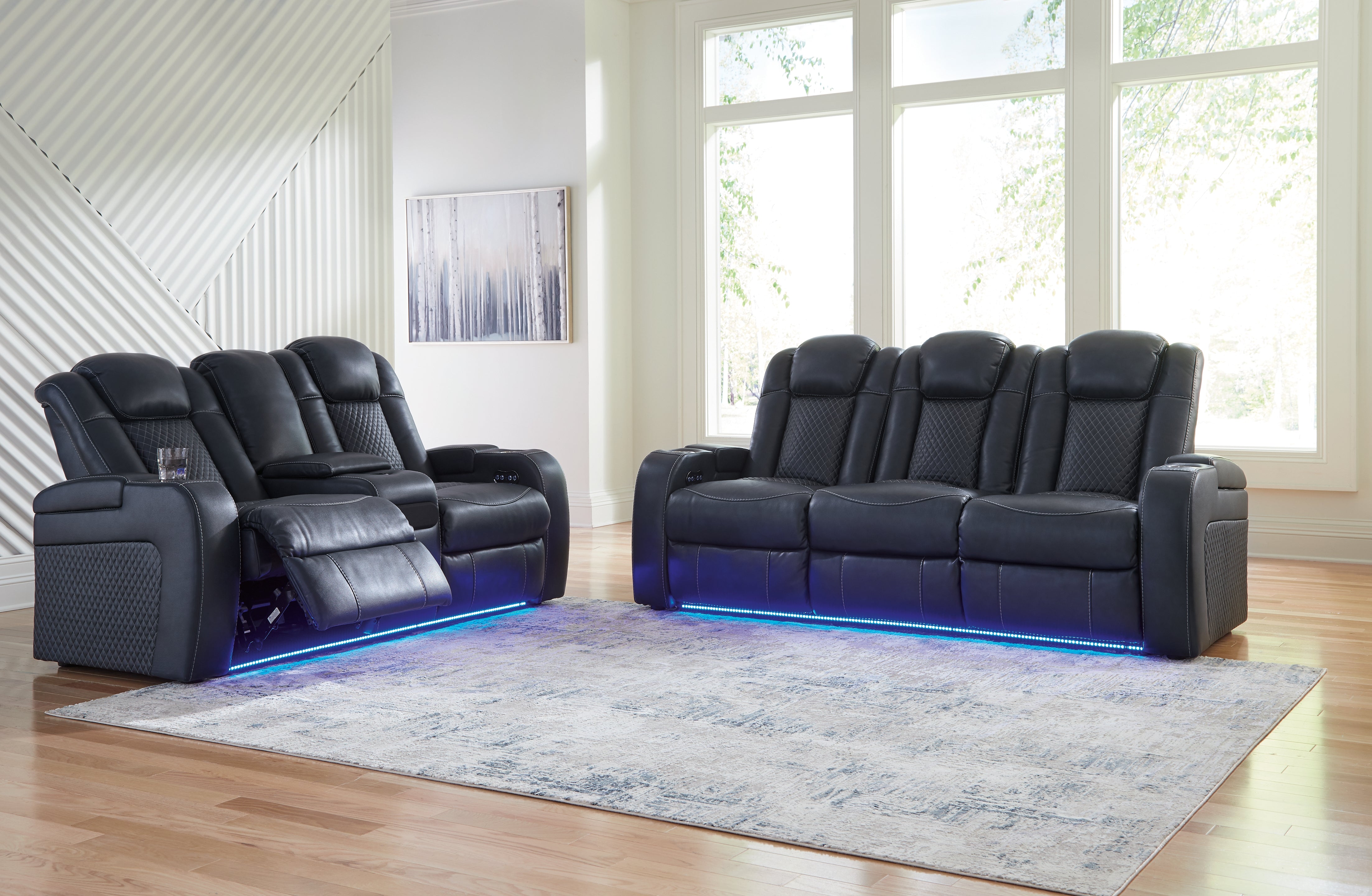 Best Deals Furniture - Ashley Furniture - Fyne-Dyme Power Reclining Sofa and Loveseat - Power Reclining Sofa and Loveseat / Sapphire - 36603U1