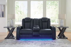 Best Deals Furniture - Ashley Furniture - Fyne-Dyme Power Reclining Loveseat with Console - PWR REC Loveseat/CON/ADJ HDRST / Shadow - 3660218