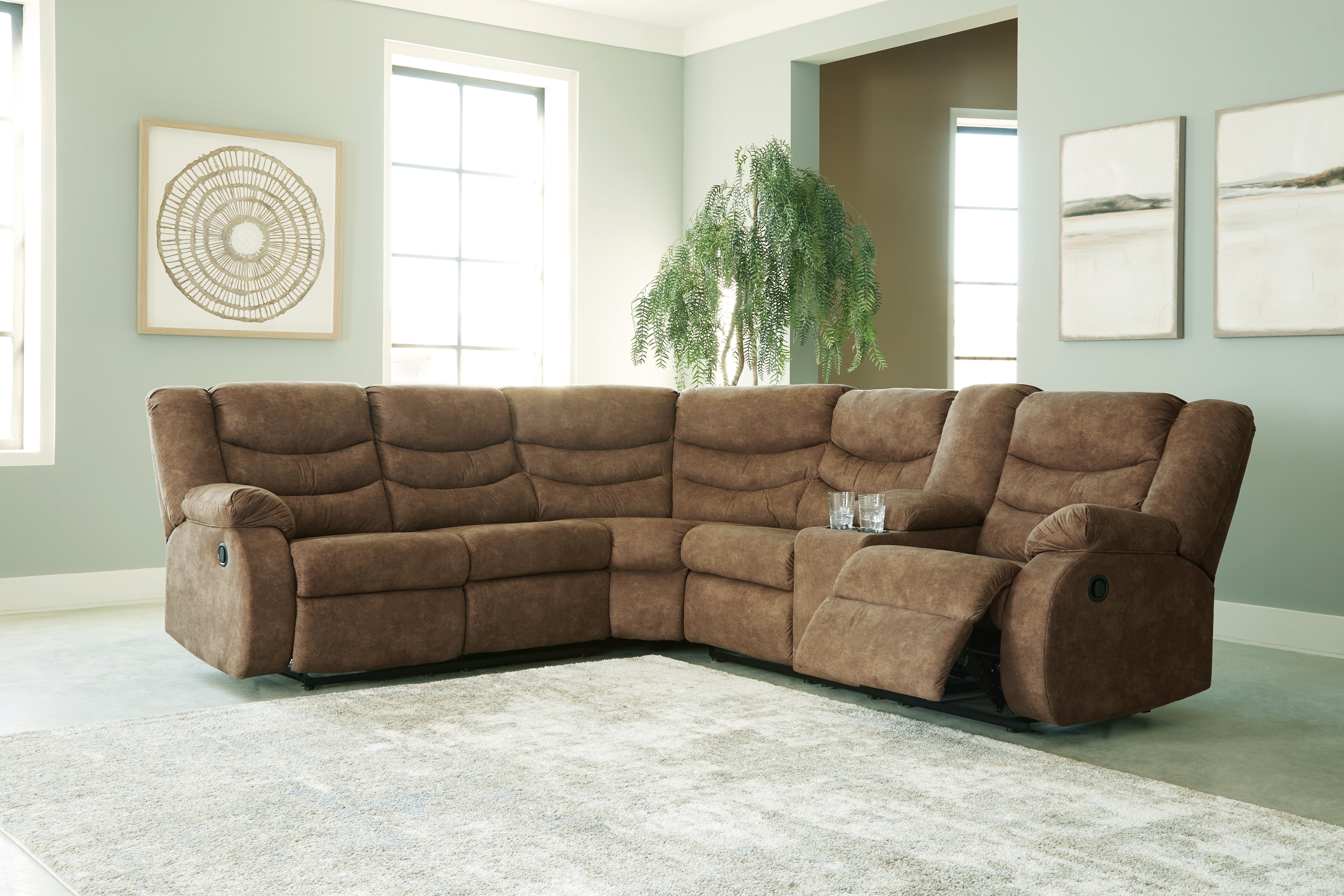 Best Deals Furniture - Ashley Furniture - Partymate 2-Piece Reclining Sectional - 2-Piece Reclining Sectional / Brindle - 36902S1