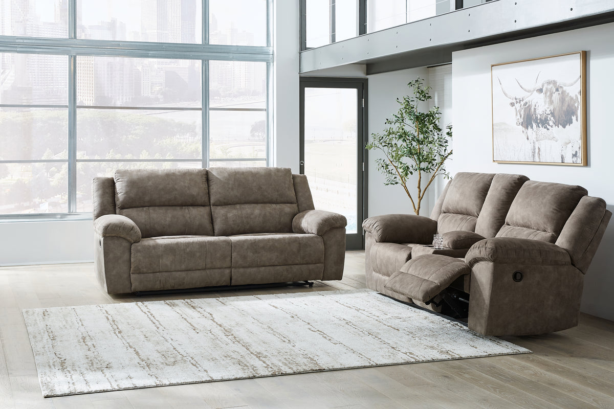 Best Deals Furniture - Ashley Furniture - Laresview Reclining Sofa and Loveseat - Reclining Sofa and Loveseat / Fossil - 37203U1