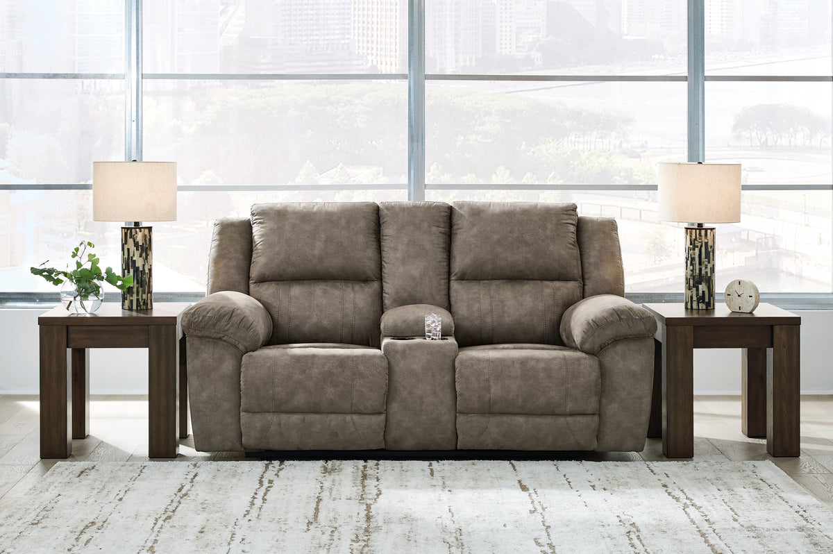 Best Deals Furniture - Ashley Furniture - Laresview Reclining Loveseat with Console - DBL Rec Loveseat w/Console / Fossil - 3720394