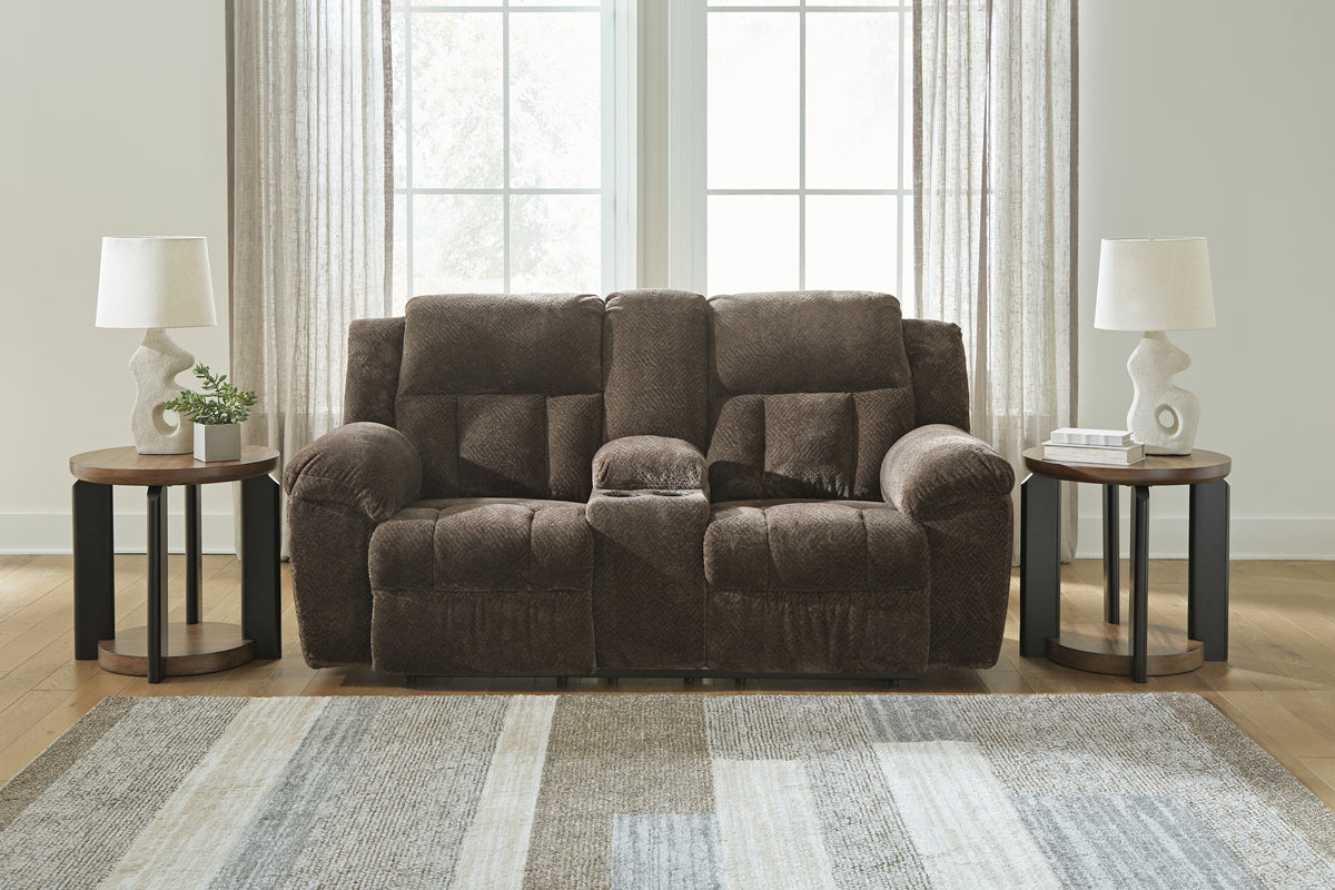 Best Deals Furniture - Ashley Furniture - Frohn Reclining Loveseat with Console - DBL Rec Loveseat w/Console / Graphite - 3740694