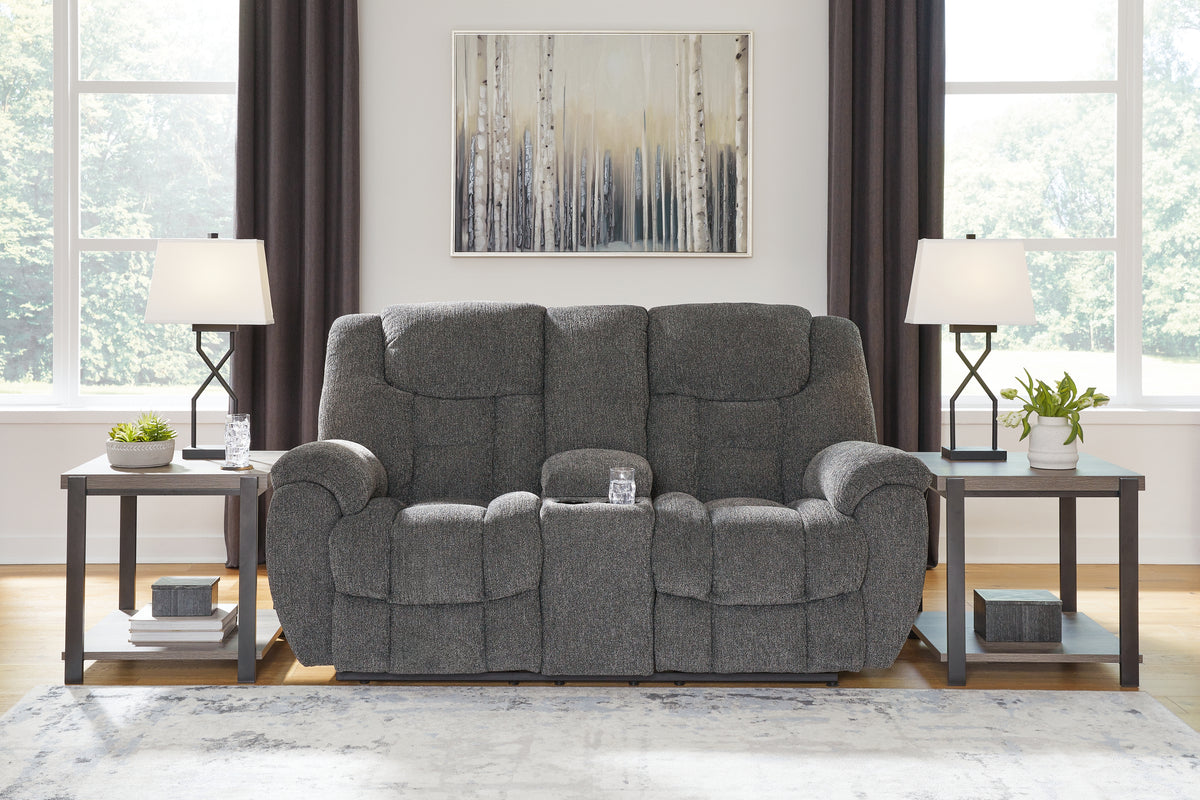 Best Deals Furniture - Ashley Furniture - Foreside Reclining Loveseat with Console - DBL Rec Loveseat w/Console / Charcoal - 3810494