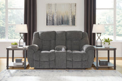 Best Deals Furniture - Ashley Furniture - Foreside Reclining Loveseat with Console - DBL Rec Loveseat w/Console / Charcoal - 3810494
