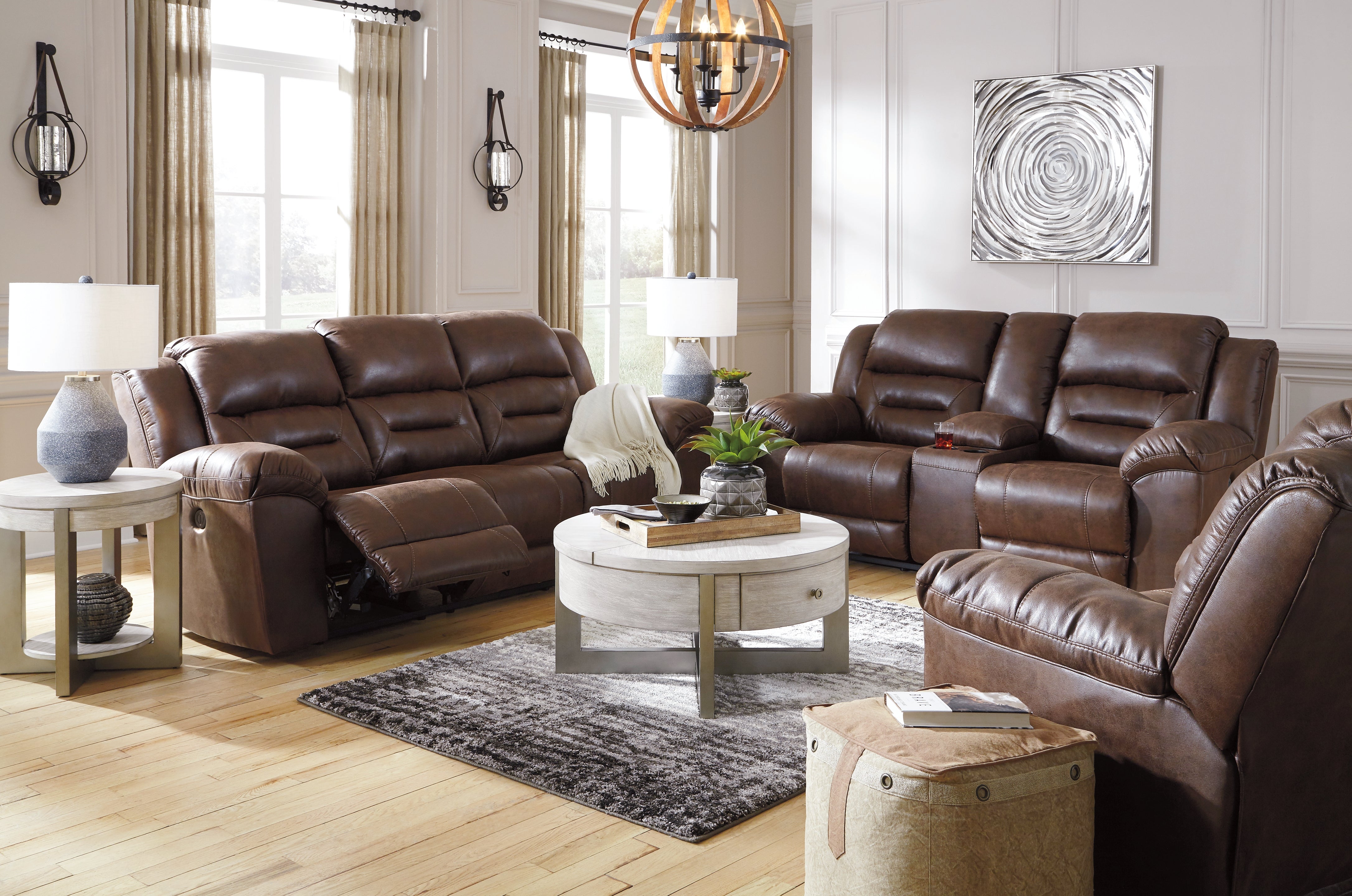 Best Deals Furniture - Ashley Furniture - Stoneland Power Reclining Sofa, Loveseat and Recliner - Power Reclining Sofa, Loveseat and Recliner / Chocolate - 39904U3