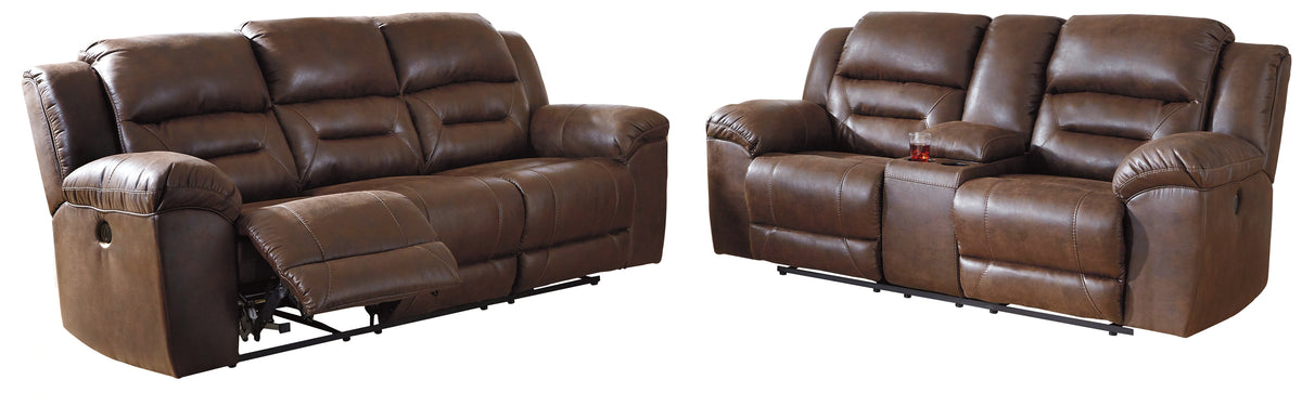 Best Deals Furniture - Ashley Furniture - Stoneland Power Reclining Sofa and Loveseat - Power Reclining Sofa and Loveseat / Chocolate - 39904U2