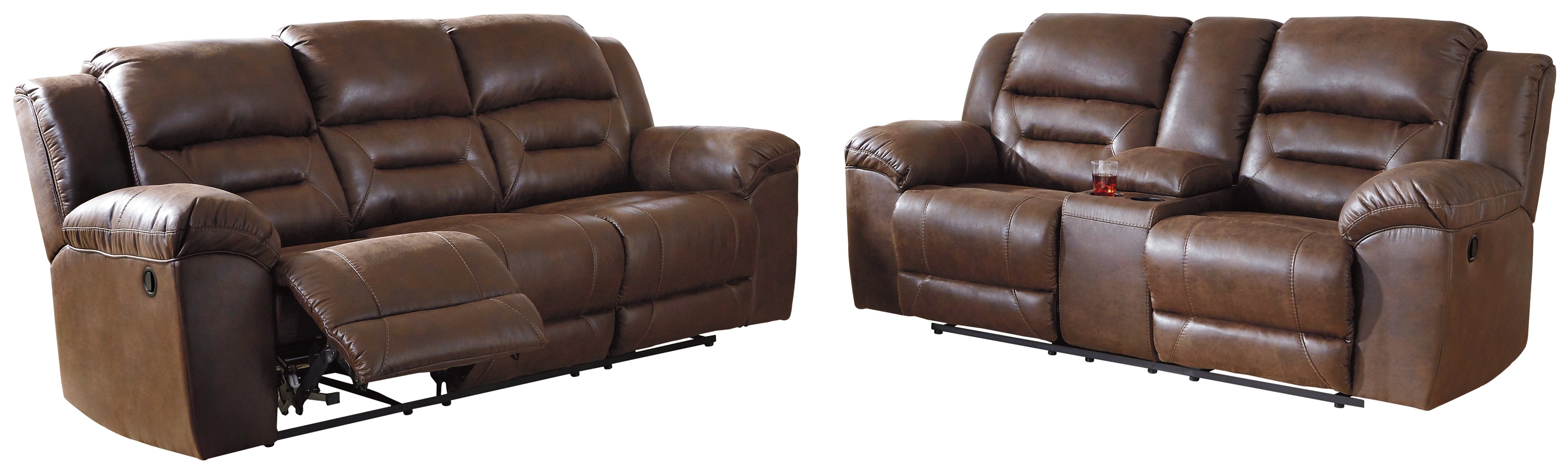 Best Deals Furniture - Ashley Furniture - Stoneland Reclining Sofa and Loveseat - Reclining Sofa and Loveseat / Chocolate - 39904U1
