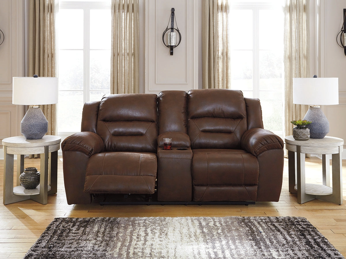 Best Deals Furniture - Ashley Furniture - Stoneland Power Reclining Loveseat with Console - DBL REC PWR Loveseat w/Console / Chocolate - 3990496