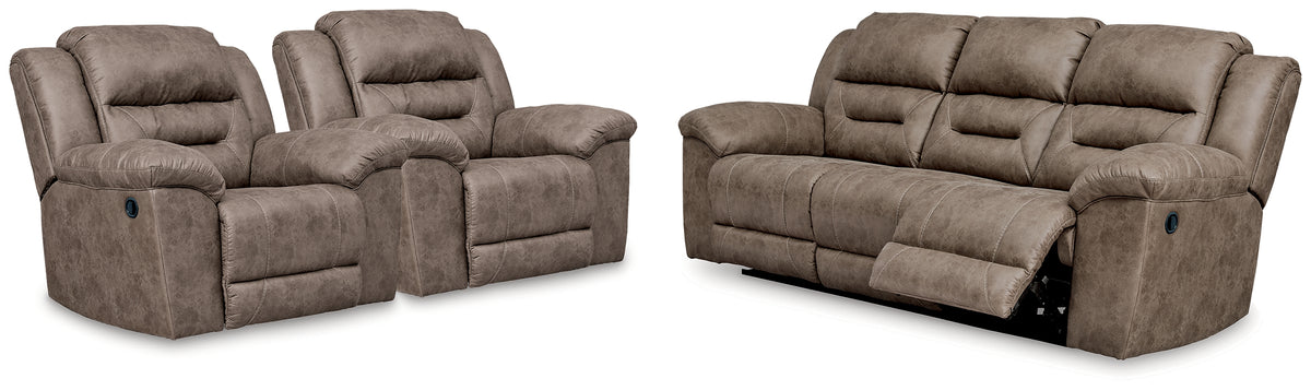 Best Deals Furniture - Ashley Furniture - Stoneland Reclining Sofa and 2 Recliners - Reclining Sofa and 2 Recliners / Fossil - 39905U8