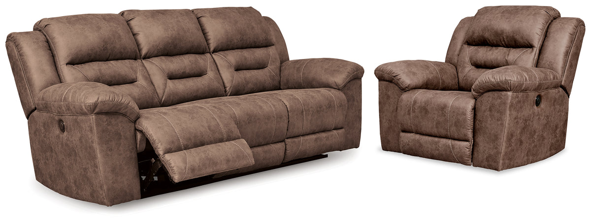 Best Deals Furniture - Ashley Furniture - Stoneland Power Reclining Sofa and Power Recliner - Power Reclining Sofa and Power Recliner / Fossil - 39905U10