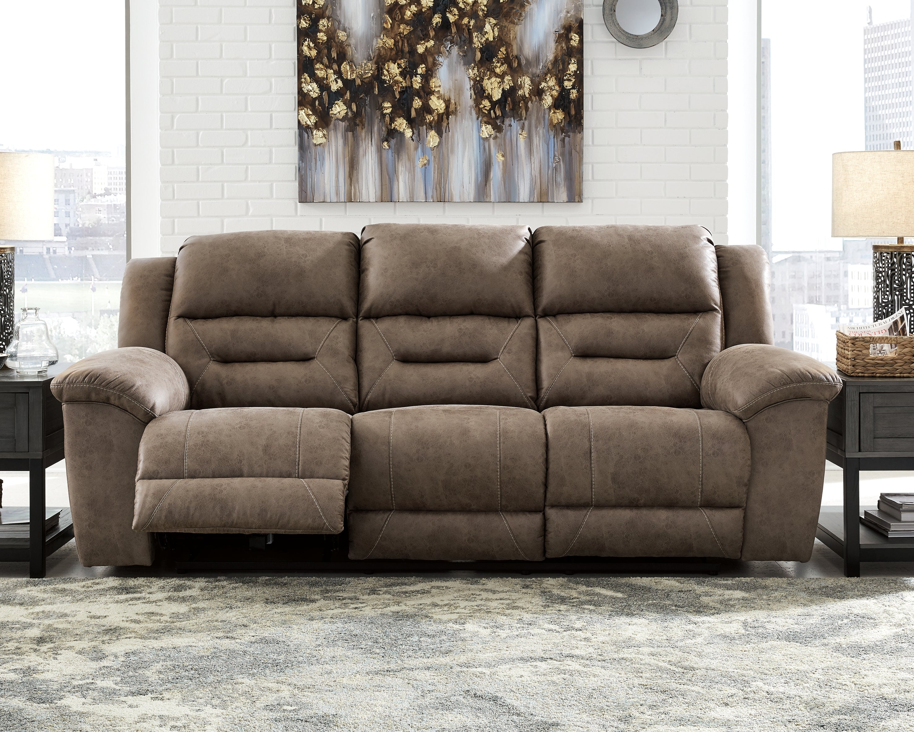 Best Deals Furniture - Ashley Furniture - Stoneland Power Reclining Sofa - Reclining Power Sofa / Fossil - 3990587