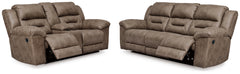 Best Deals Furniture - Ashley Furniture - Stoneland Reclining Sofa and Power Reclining Loveseat - Reclining Sofa and Power Reclining Loveseat / Fossil - 39905U4