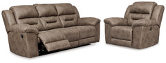 Best Deals Furniture - Ashley Furniture - Stoneland Reclining Sofa and Power Recliner - Reclining Sofa and Power Recliner / Fossil - 39905U7
