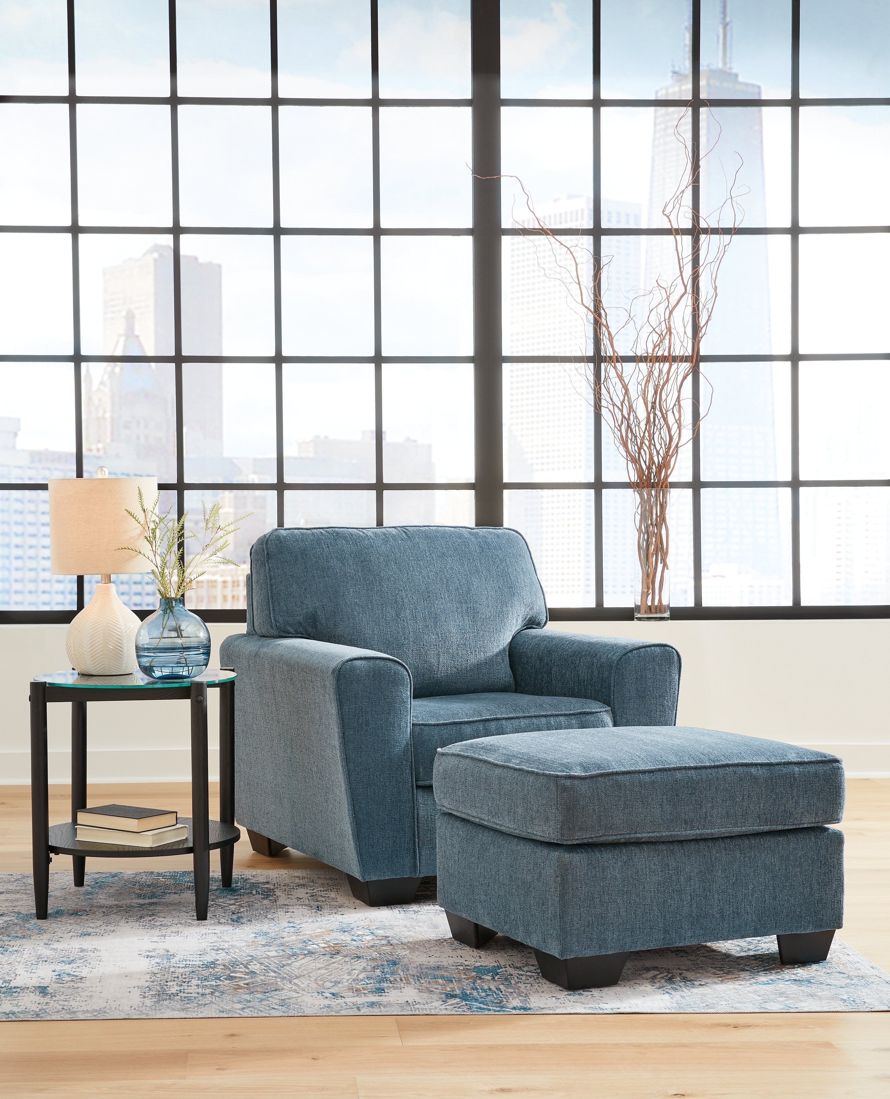 Best Deals Furniture - Ashley Furniture - Cashton Chair and Ottoman - Chair and Ottoman / Blue - 40605U2