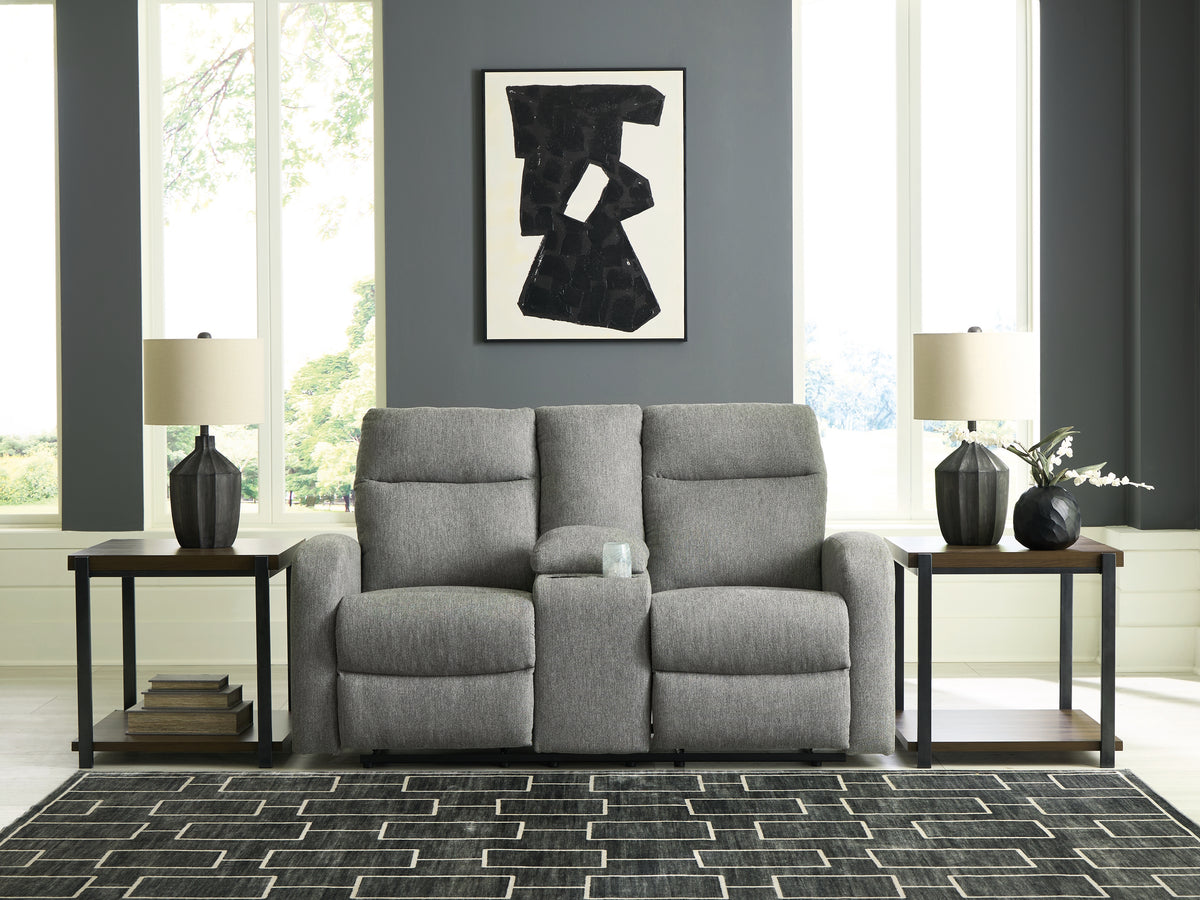 Best Deals Furniture - Ashley Furniture - Gauntlet Reclining Loveseat with Console - DBL Rec Loveseat w/Console / Sterling - PC4220494