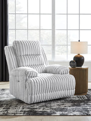 Best Deals Furniture - Ashley Furniture - Rhines Falls Living Room - Zero Wall Power Recliner / Alloy - PC4280406