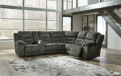 Best Deals Furniture - Ashley Furniture - Nettington 3-Piece Power Reclining Sectional - 3-Piece Power Reclining Sectional / Smoke - 44101S1