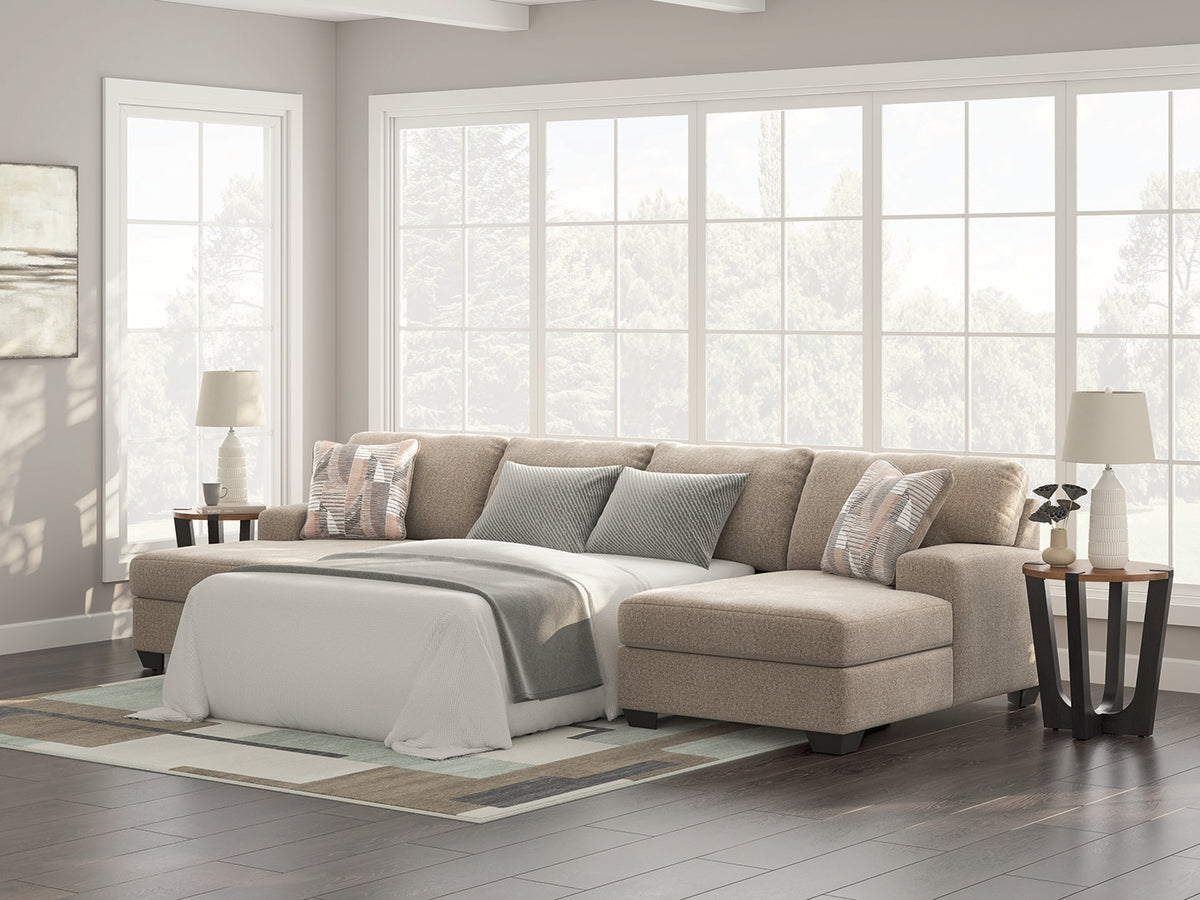 Best Deals Furniture - Ashley Furniture - Newellen 3-Piece Sectional with Double Chaise - RAF 3-Piece Sectional with Double Chaise - 48404S7