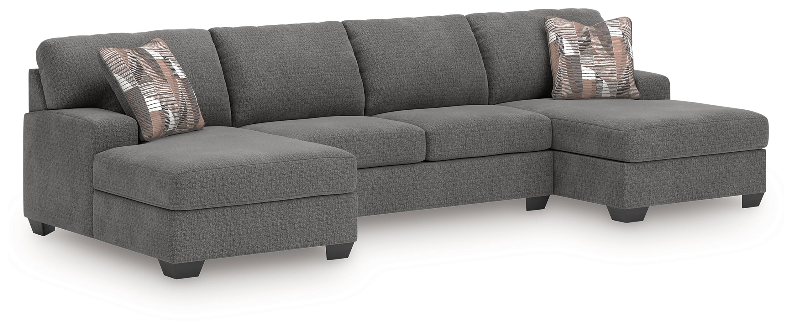 Best Deals Furniture - Ashley Furniture - Newellen Sectional - RAF 3-Piece Sectional with Double Chaise / Greystone - 48405S3