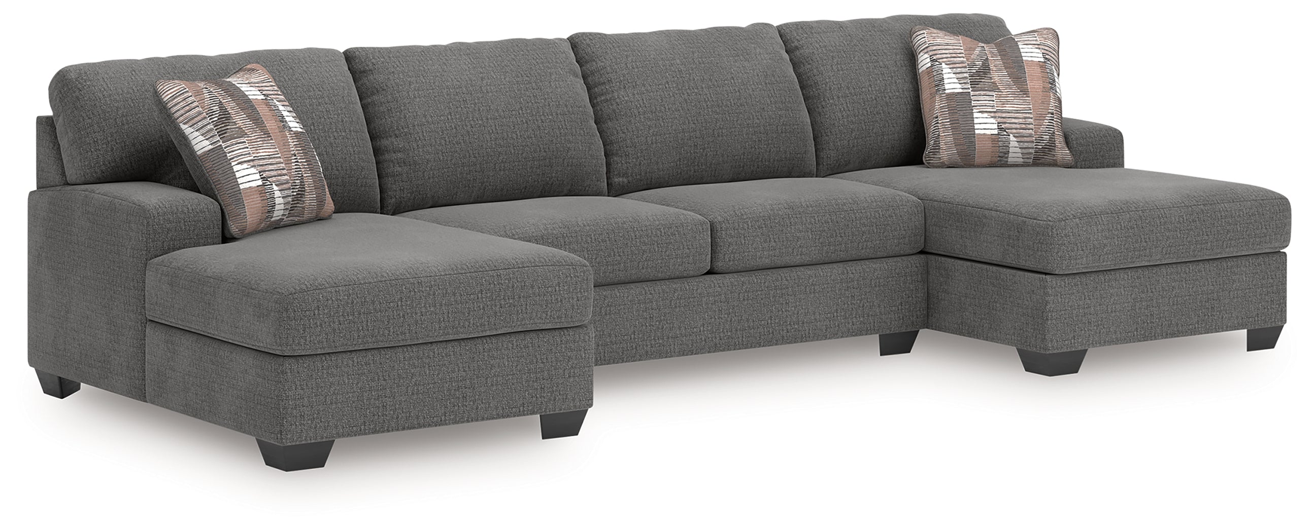 Best Deals Furniture - Ashley Furniture - Newellen Sectional - RAF 3-Piece Sleeper Sectional with Double Chaise / Greystone - 48405S7