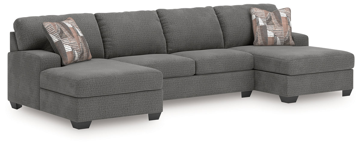 Best Deals Furniture - Ashley Furniture - Newellen 3-Piece Sleeper Sectional with Double Chaise - RAF 3-Piece Sleeper Sectional with Double Chaise / Greystone - 48405S7