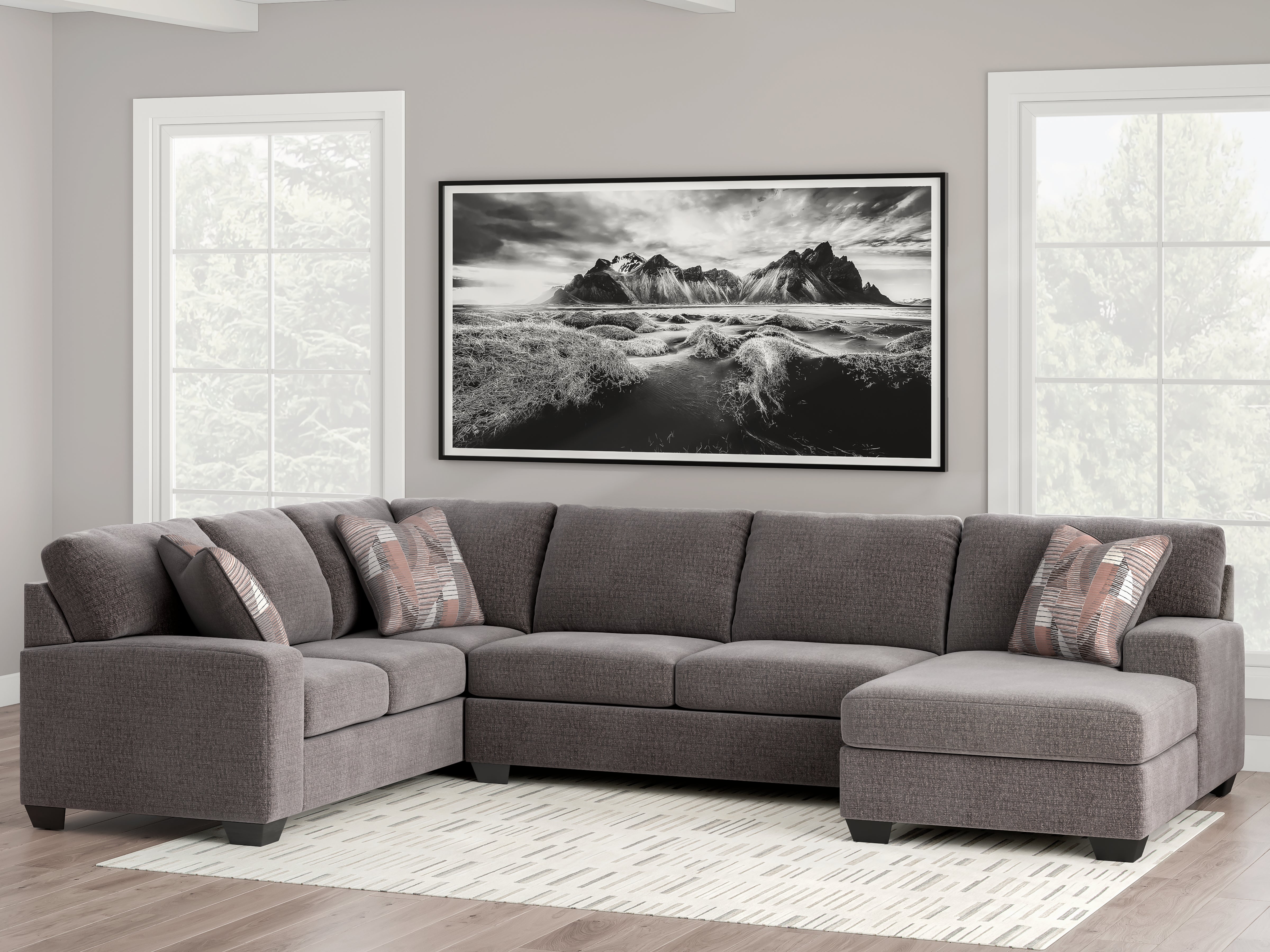 Best Deals Furniture - Ashley Furniture - Newellen Sectional - LAF 3-Piece Sectional with Chaise / Greystone - 48405S2