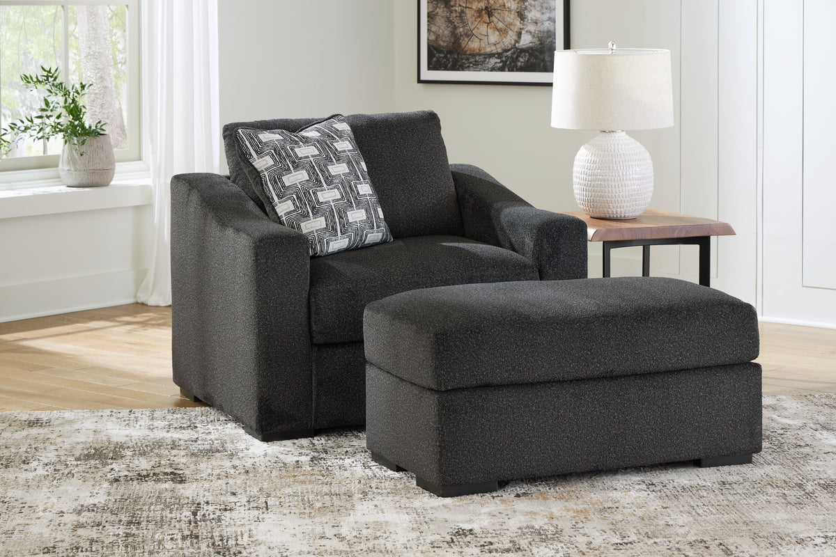 Best Deals Furniture - Ashley Furniture - Wryenlynn Oversized Chair and Ottoman - Oversized Chair and Ottoman / Onyx - 49405U2