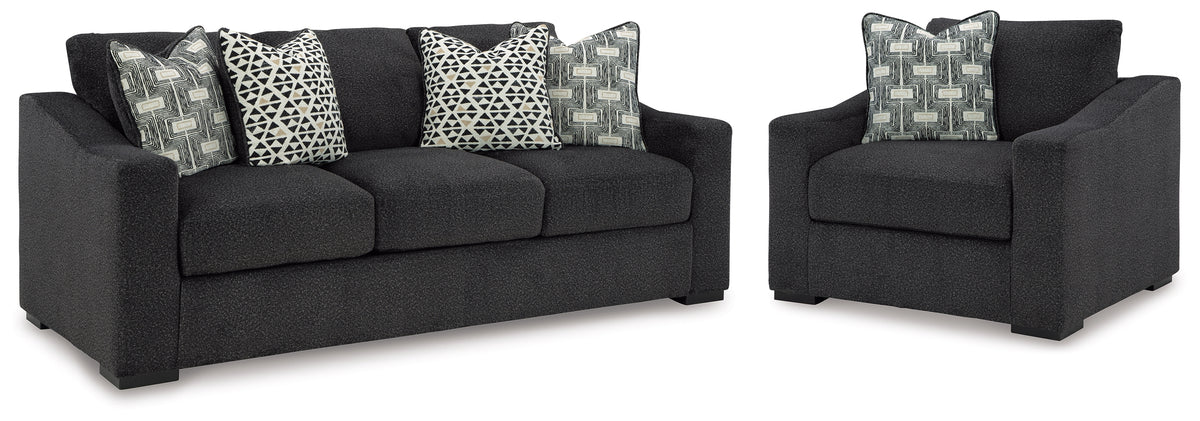 Best Deals Furniture - Ashley Furniture - Wryenlynn Sofa and Oversized Chair - Sofa and Oversized Chair / Onyx - 49405U4