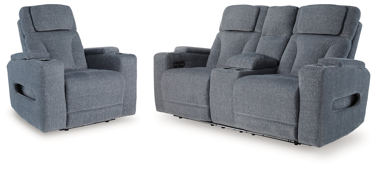 Best Deals Furniture - Ashley Furniture - Studio Cave Power Reclining Loveseat and Power Recliner - Power Reclining Loveseat and Power Recliner / Steel - PC49802U2