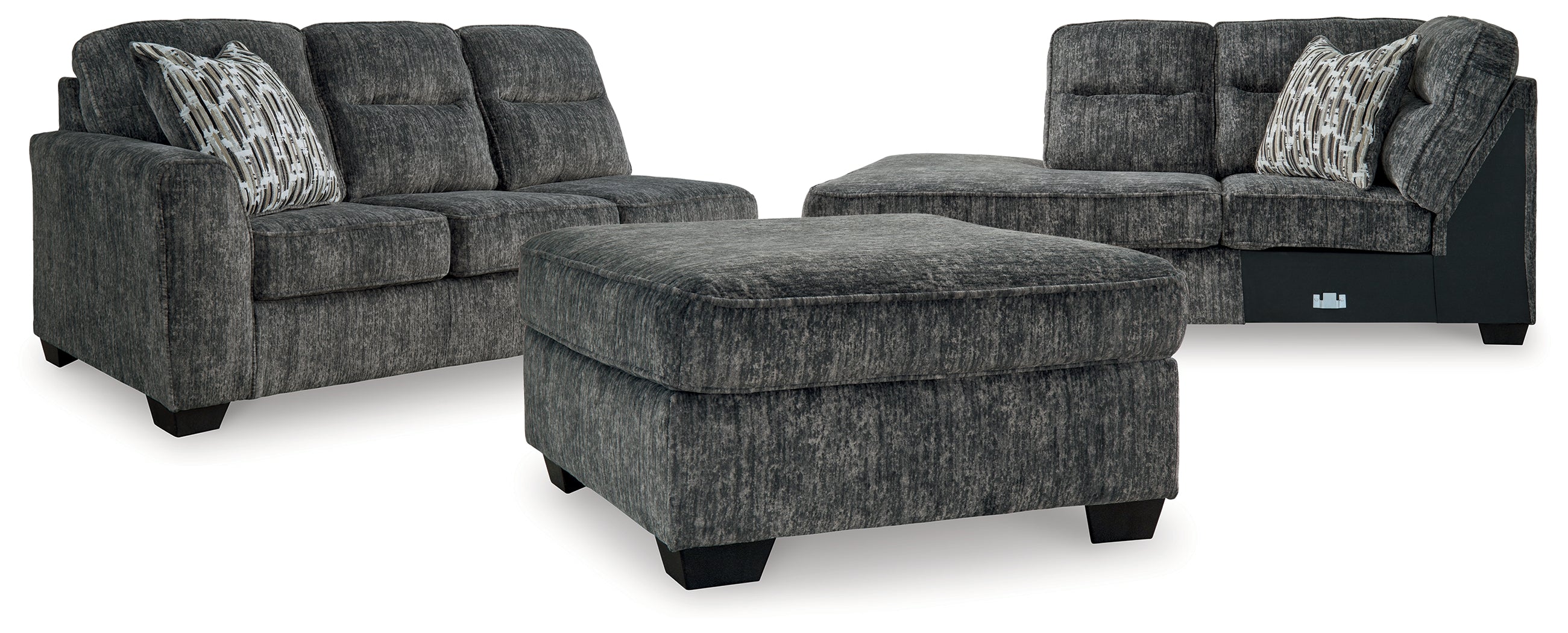 Best Deals Furniture - Ashley Furniture - Lonoke 2-Piece Sectional and Ottoman - 2-Piece Sectional and Ottoman / Gunmetal - 50504U5