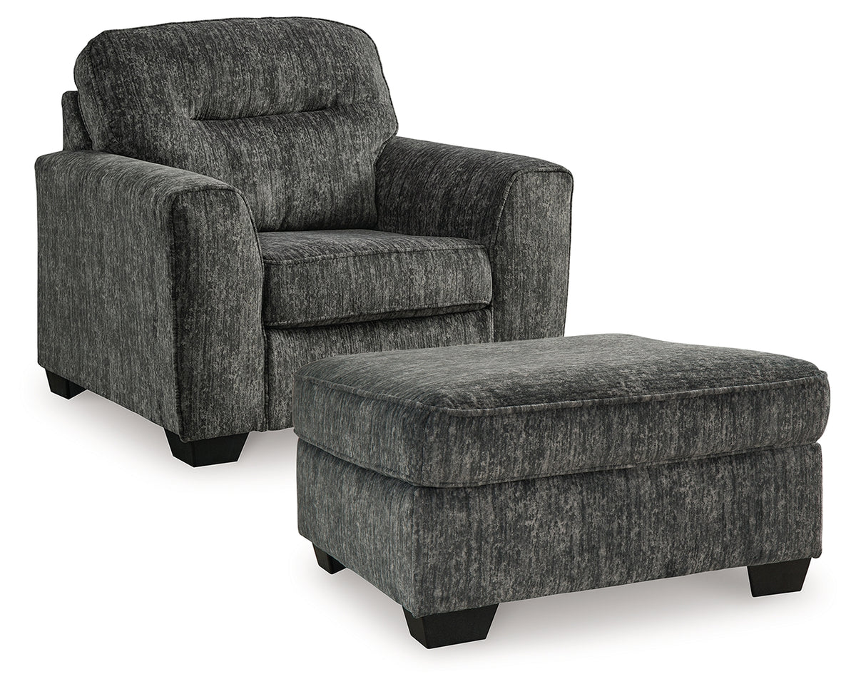 Best Deals Furniture - Ashley Furniture - Lonoke Chair and Ottoman - Chair and Ottoman / Gunmetal - 50504U12