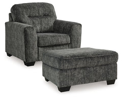 Best Deals Furniture - Ashley Furniture - Lonoke Chair and Ottoman - Chair and Ottoman / Gunmetal - 50504U12