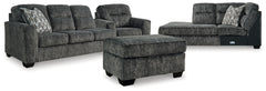 Best Deals Furniture - Ashley Furniture - Lonoke 2-Piece Sectional, Oversized Chair and Ottoman - 2-Piece Sectional, Oversized Chair and Ottoman / Gunmetal - 50504U6
