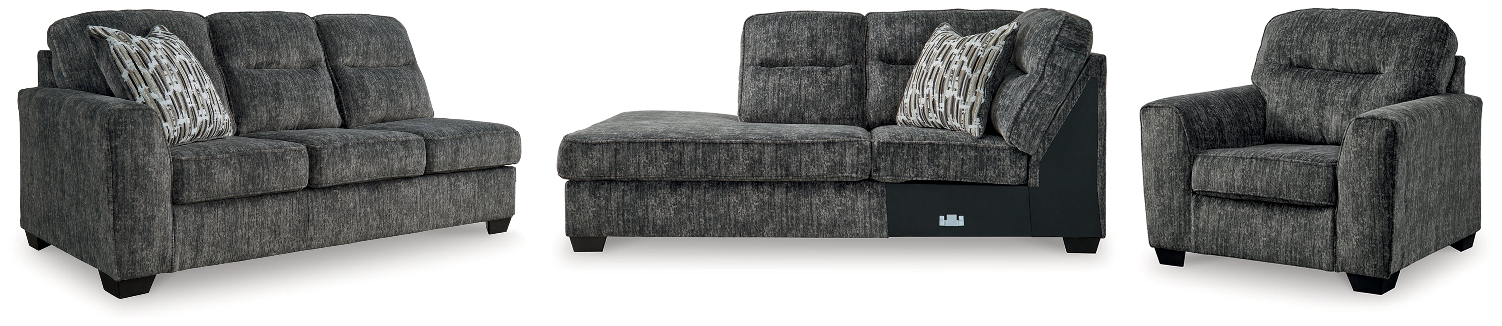 Best Deals Furniture - Ashley Furniture - Lonoke 2-Piece Sectional and Oversized Chair - 2-Piece Sectional and Oversized Chair / Gunmetal - 50504U9