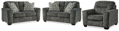 Best Deals Furniture - Ashley Furniture - Lonoke 2 Loveseats and Chair - 2 Loveseats and Chair / Gunmetal - 50504U4