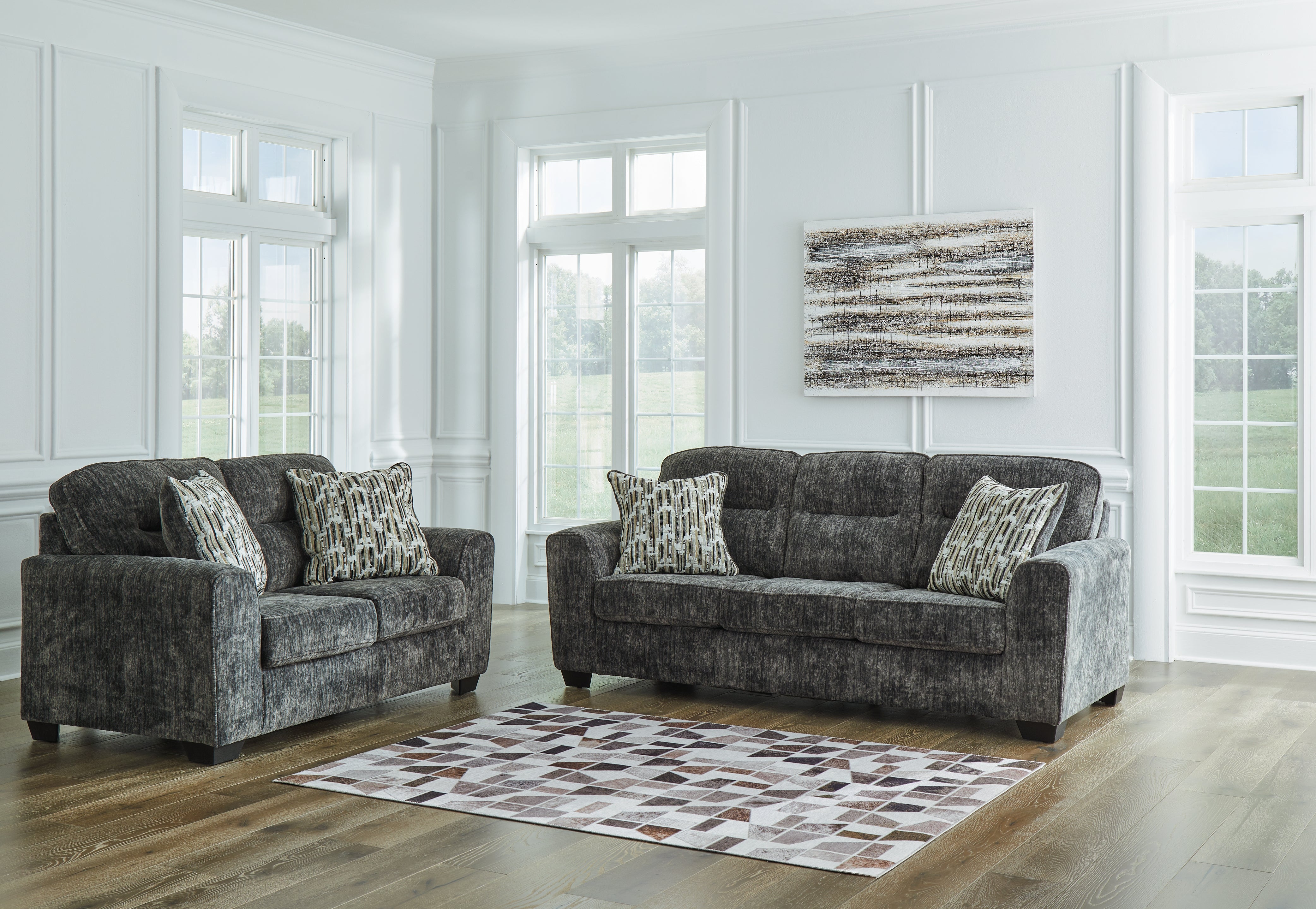 Best Deals Furniture - Ashley Furniture - Lonoke Sofa and Loveseat - Sofa and Loveseat / Gunmetal - 50504U1