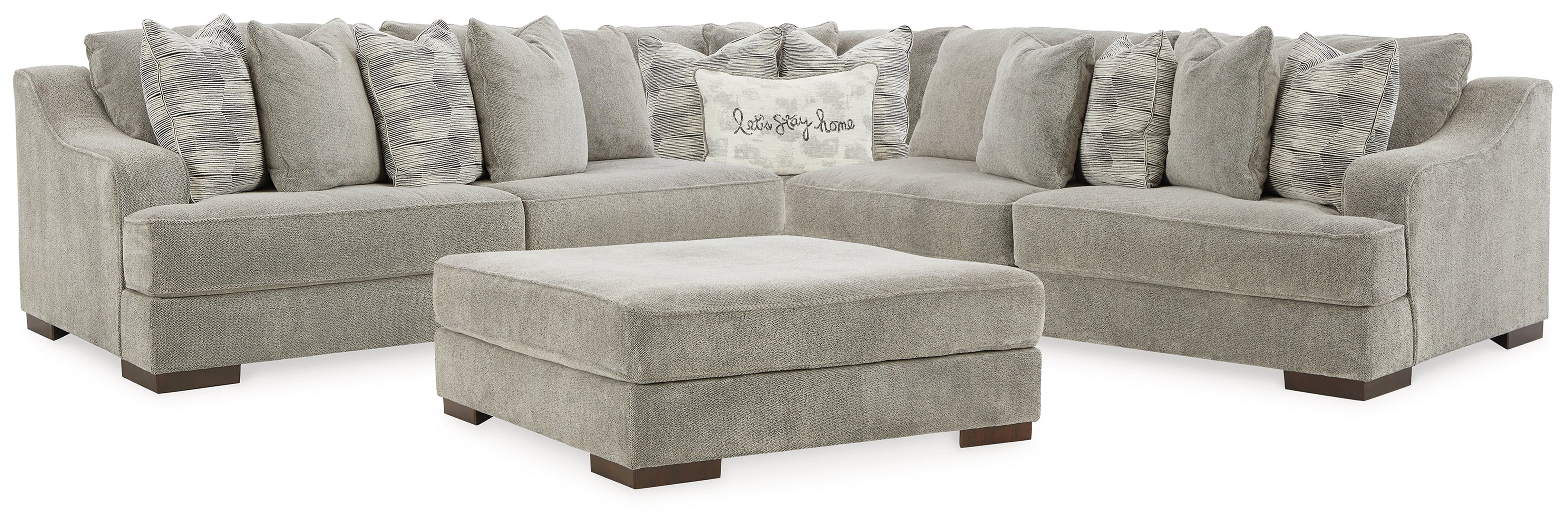 Best Deals Furniture - Ashley Furniture - Bayless 3-Piece Sectional and Ottoman - 3-Piece Sectional and Ottoman / Smoke - 52304U2