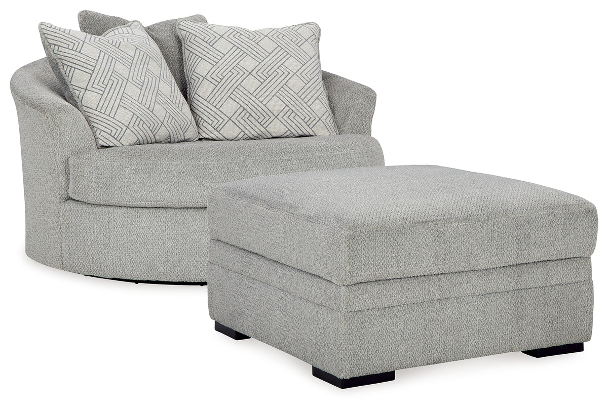 Best Deals Furniture - Ashley Furniture - Casselbury Oversized Swivel Chair and Ottoman - Oversized Swivel Chair and Ottoman / Cement - 52906U1