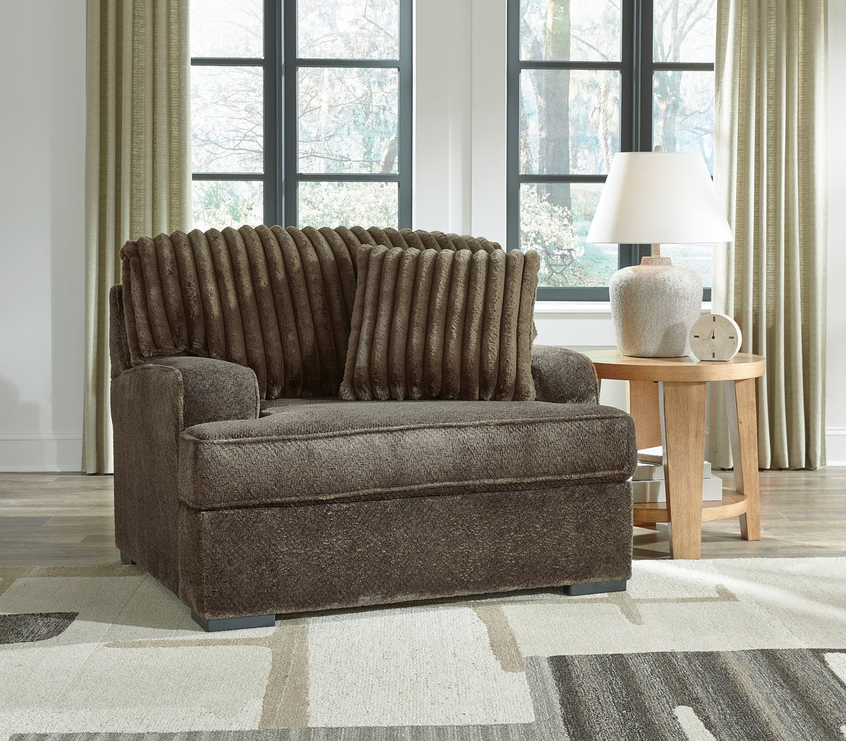 Best Deals Furniture - Ashley Furniture - Aylesworth Oversized Chair - Chair and a Half / Chocolate - 5370223