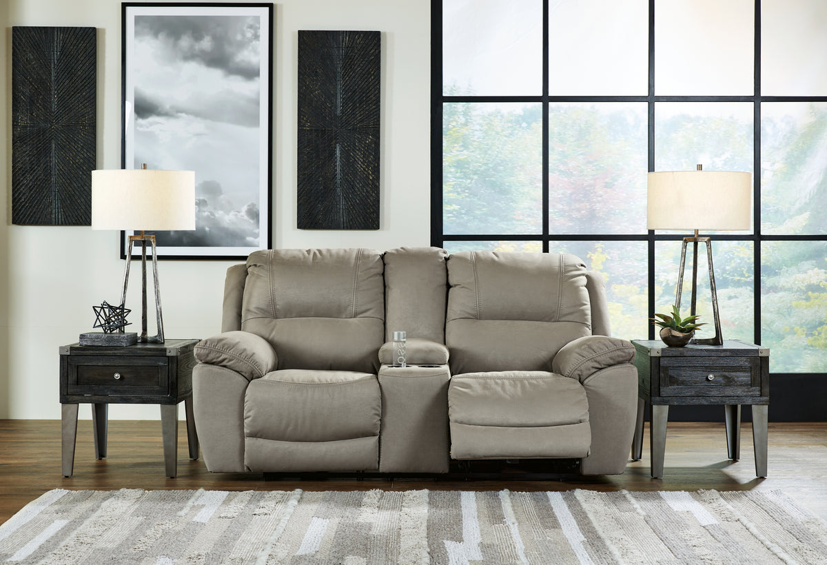 Best Deals Furniture - Ashley Furniture - Next-Gen Gaucho Power Reclining Loveseat with Console - DBL REC PWR Loveseat w/Console / Putty - 5420396