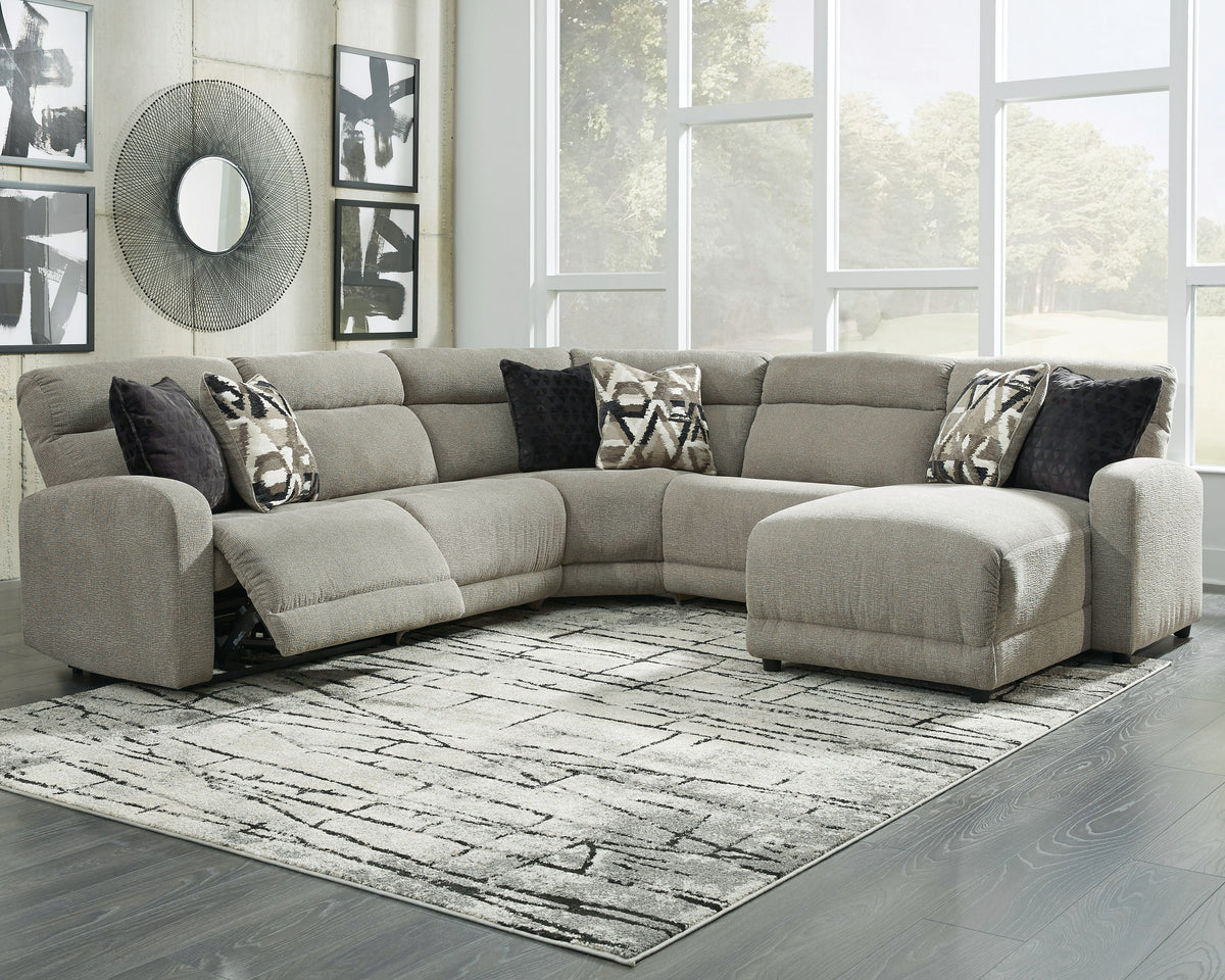 Best Deals Furniture - Ashley Furniture - Colleyville 5-Piece Power Reclining Sectional with Chaise - 5-Piece Power Reclining Sectional with Chaise / Stone - 54405S14