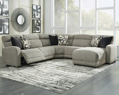 Best Deals Furniture - Ashley Furniture - Colleyville 5-Piece Power Reclining Sectional with Chaise - 5-Piece Power Reclining Sectional with Chaise / Stone - 54405S14