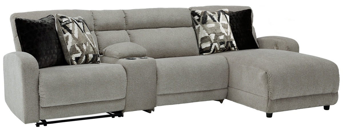 Best Deals Furniture - Ashley Furniture - Colleyville 4-Piece Power Reclining Sectional with Chaise - 4-Piece Power Reclining Sectional with Chaise / Stone - 54405S3