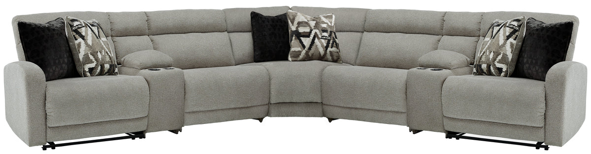 Best Deals Furniture - Ashley Furniture - Colleyville 7-Piece Power Reclining Sectional - 7-Piece Power Reclining Sectional / Stone - 54405S10