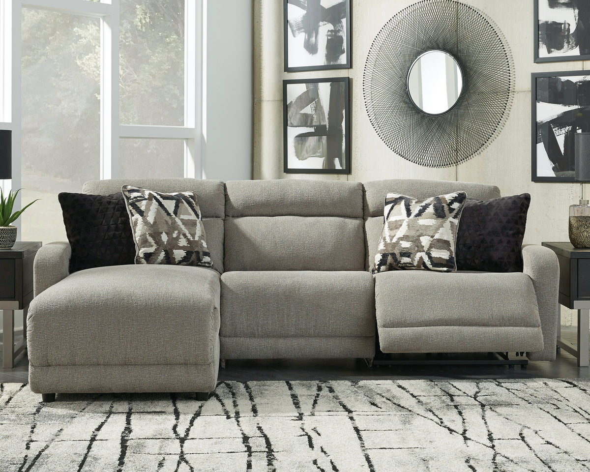 Best Deals Furniture - Ashley Furniture - Colleyville 3-Piece Power Reclining Sectional with Chaise - 3-Piece Power Reclining Sectional with Chaise / Stone - 54405S4