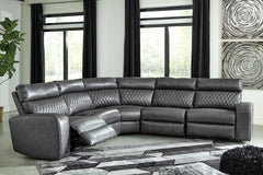 Best Deals Furniture - Ashley Furniture - Samperstone 5-Piece Power Reclining Sectional - 5-Piece Power Reclining Sectional / Gray - 55203S1