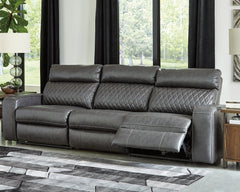 Best Deals Furniture - Ashley Furniture - Samperstone 3-Piece Power Reclining Sectional Sofa - 3-Piece Power Reclining Sectional Sofa / Gray - 55203S4