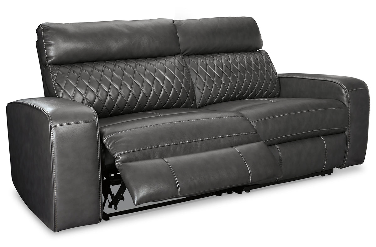 Best Deals Furniture - Ashley Furniture - Samperstone 2-Piece Power Reclining Sectional Loveseat - 2-Piece Power Reclining Sectional Loveseat / Gray - 55203S5